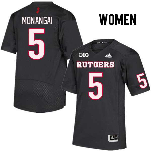 Women #5 Kyle Monangai Rutgers Scarlet Knights College Football Jerseys Stitched Sale-Black